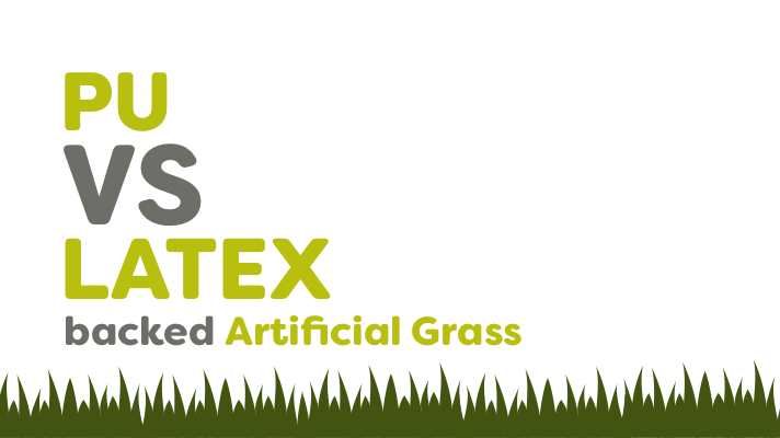 Photo of graphic with the title Latex vs PU backed artificial grass