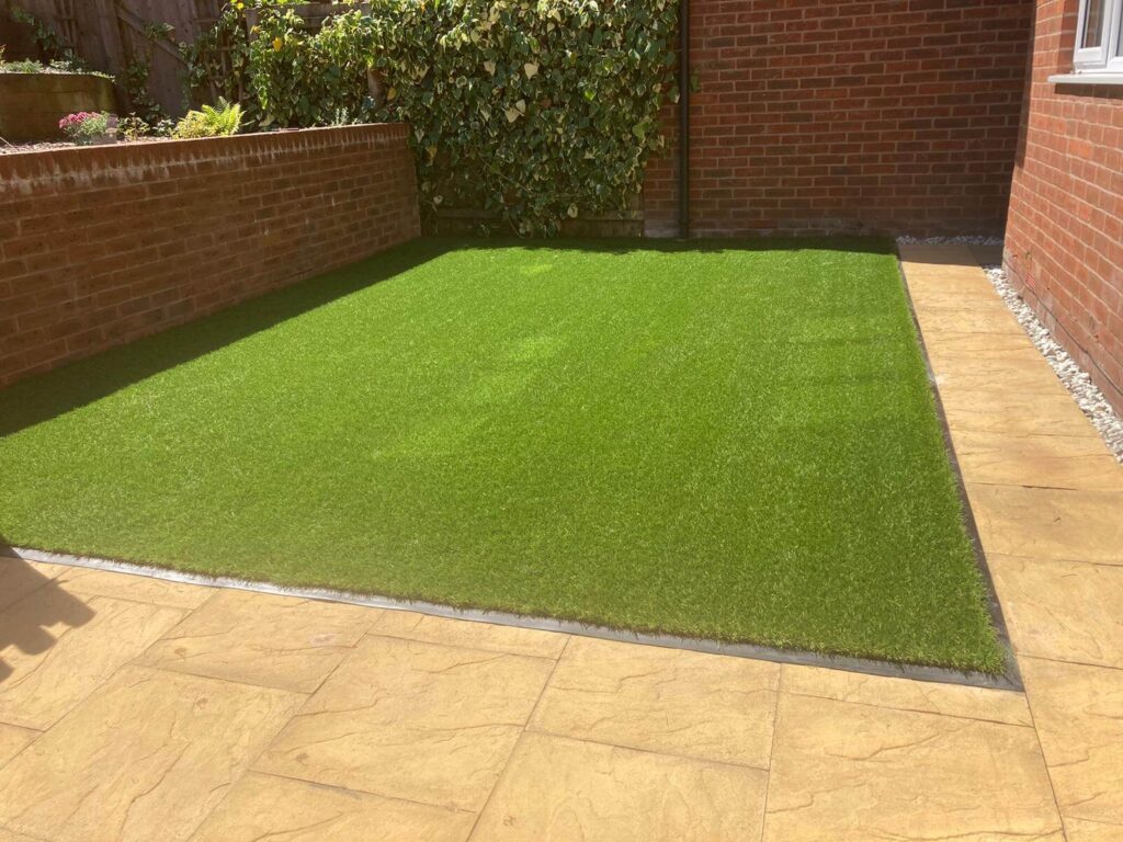 Artificial grass on a patio