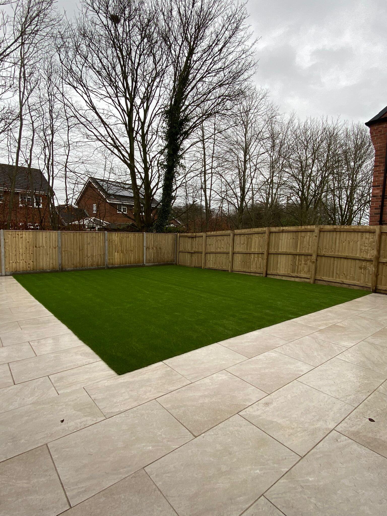 New build with artificial grass