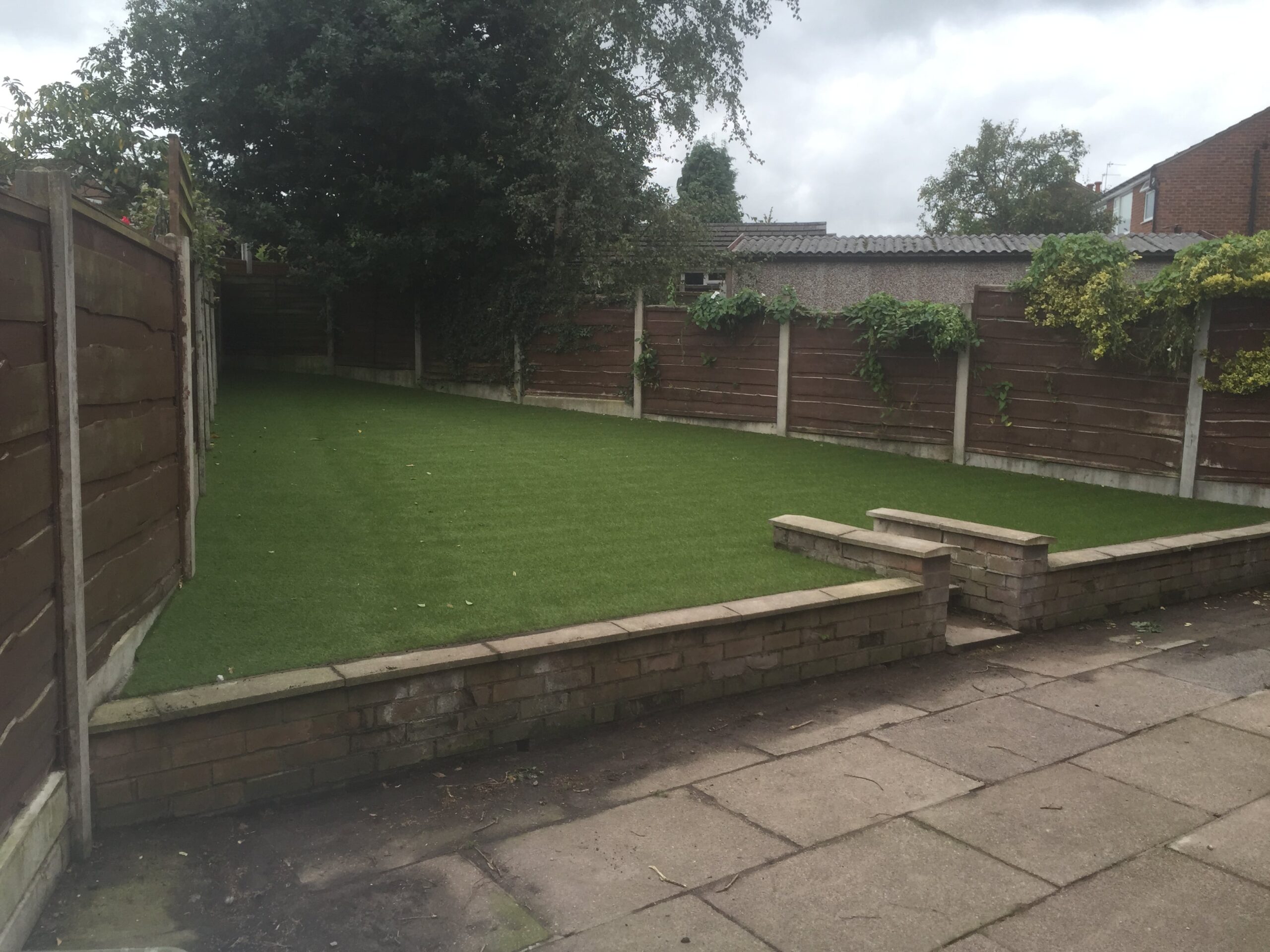 raised artificial grass area 